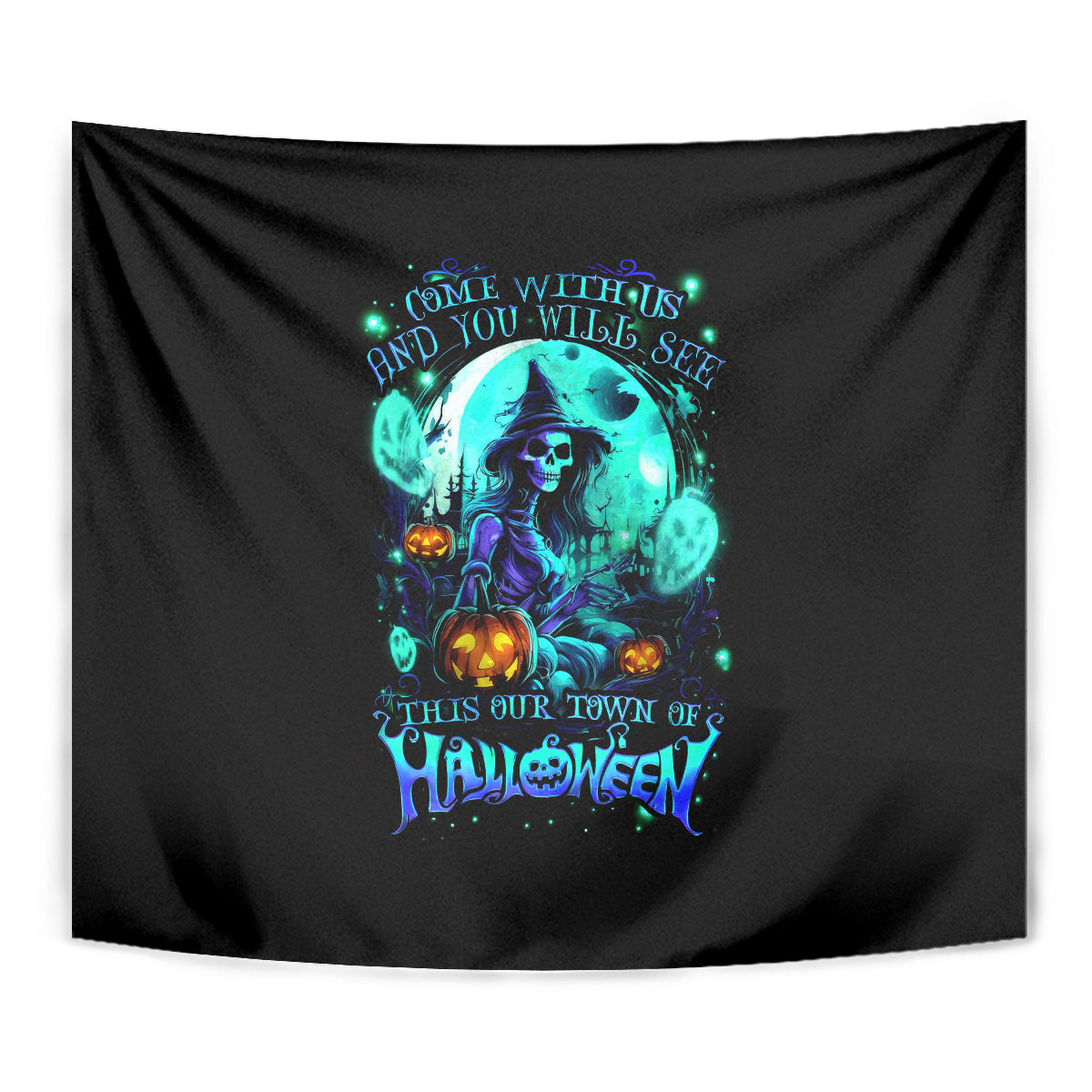Witch Skull Tapestry Come With Us And You Will See Our Halloween - Wonder Print Shop