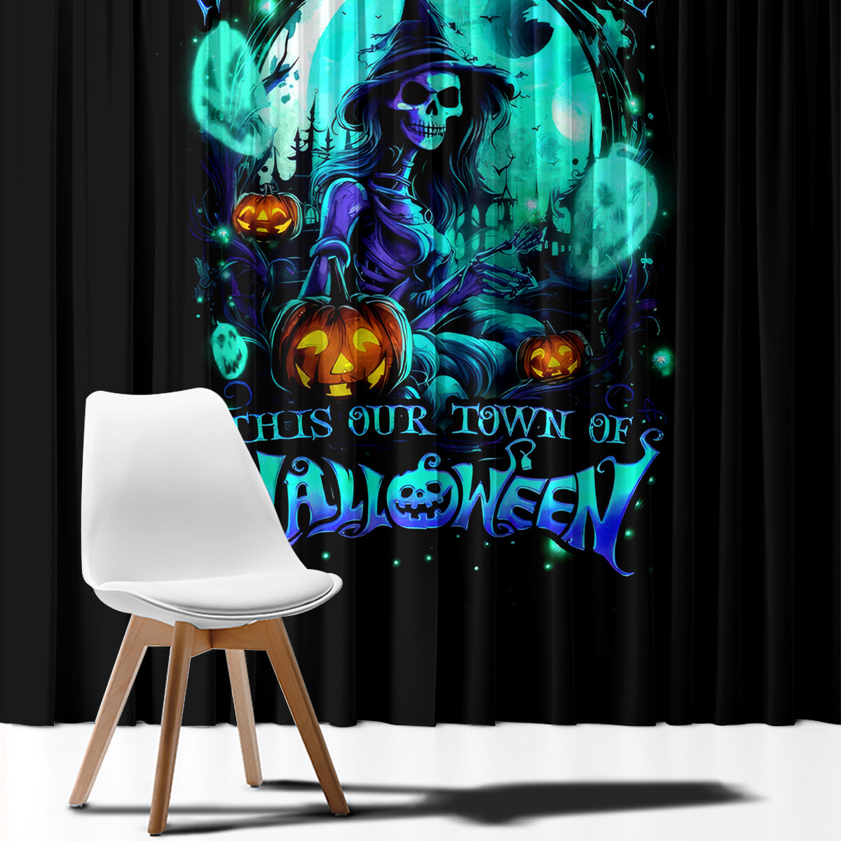 Witch Skull Window Curtain Come With Us And You Will See Our Halloween - Wonder Print Shop