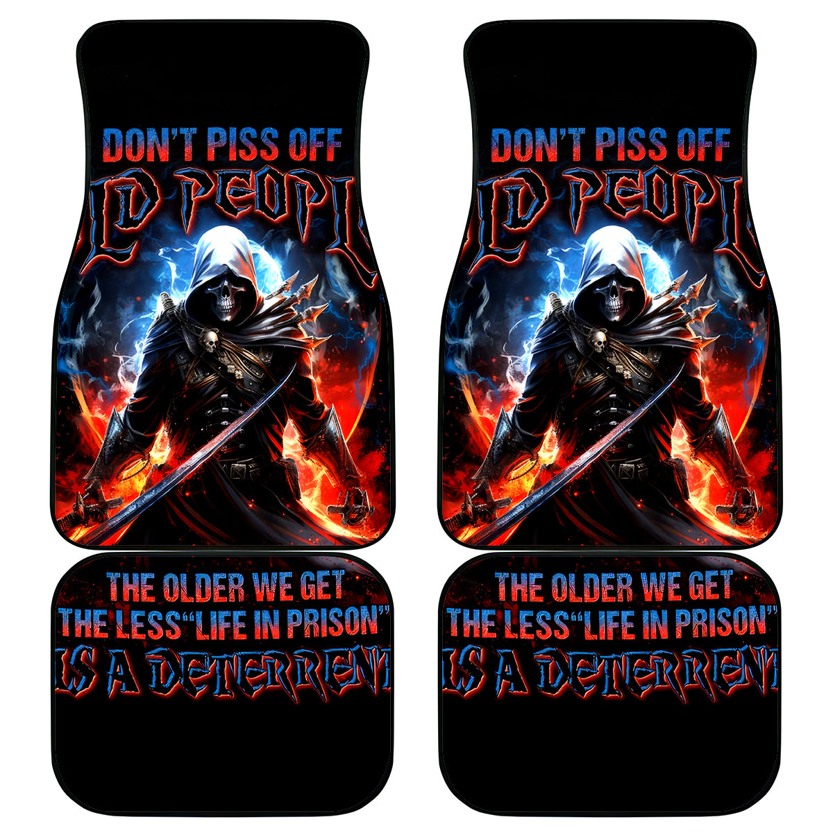 Warrior Skull Car Mats Don't Pss Off Old People - Wonder Print Shop