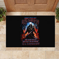 Warrior Skull Rubber Doormat Don't Pss Off Old People - Wonder Print Shop