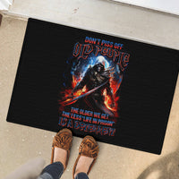 Warrior Skull Rubber Doormat Don't Pss Off Old People - Wonder Print Shop