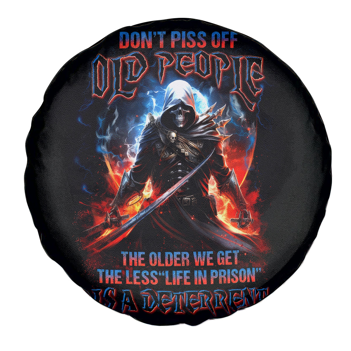 Warrior Skull Spare Tire Cover Don't Pss Off Old People - Wonder Print Shop