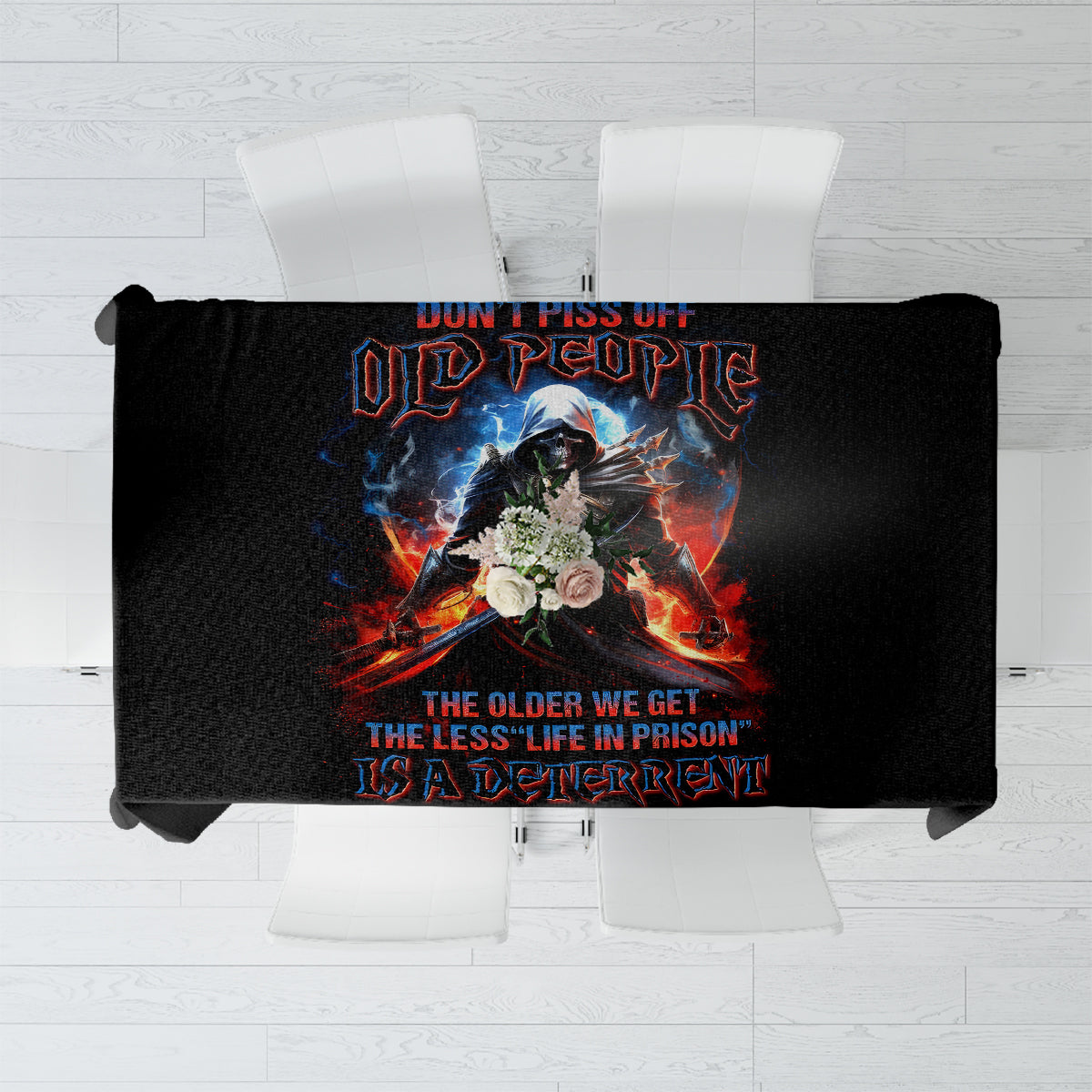 Warrior Skull Tablecloth Don't Pss Off Old People - Wonder Print Shop