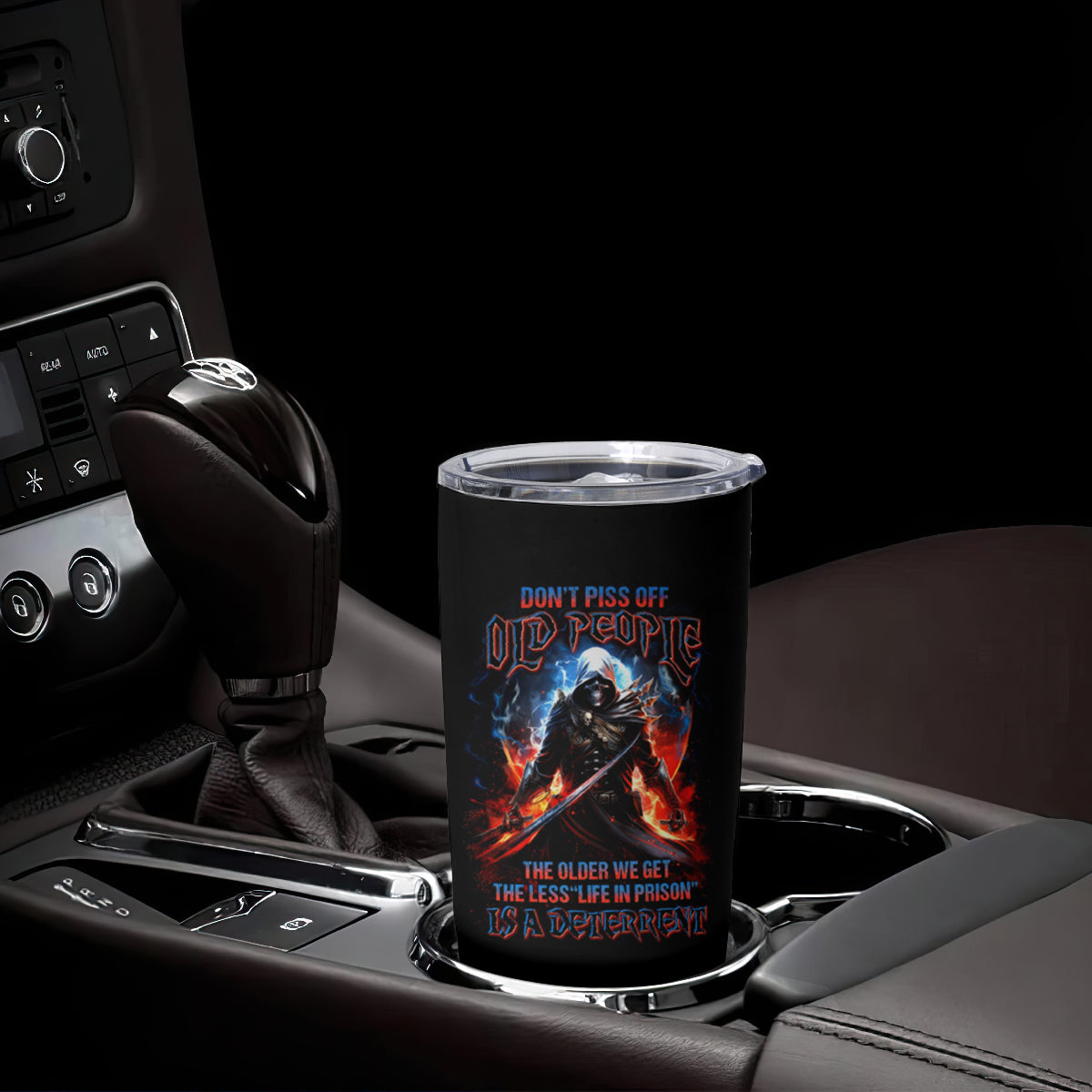 Warrior Skull Tumbler Cup Don't Pss Off Old People - Wonder Print Shop