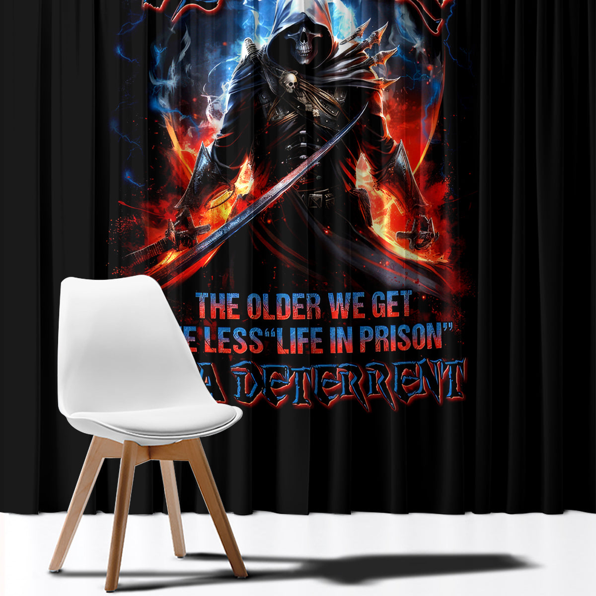 Warrior Skull Window Curtain Don't Pss Off Old People - Wonder Print Shop