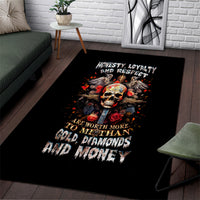 Cross Skull Area Rug Honesty Loyalty And Respect Worth More Than Gold, Diamond - Wonder Print Shop