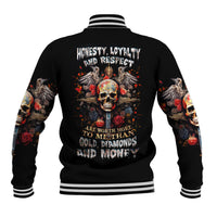 Cross Skull Baseball Jacket Honesty Loyalty And Respect Worth More Than Gold, Diamond - Wonder Print Shop