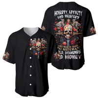 Cross Skull Baseball Jersey Honesty Loyalty And Respect Worth More Than Gold, Diamond - Wonder Print Shop