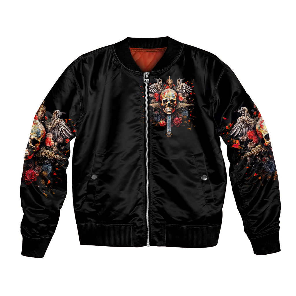 Cross Skull Bomber Jacket Honesty Loyalty And Respect Worth More Than Gold, Diamond - Wonder Print Shop