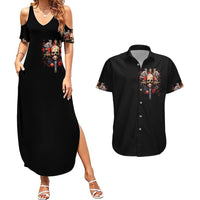 Cross Skull Couples Matching Summer Maxi Dress and Hawaiian Shirt Honesty Loyalty And Respect Worth More Than Gold, Diamond - Wonder Print Shop