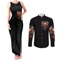 Cross Skull Couples Matching Tank Maxi Dress and Long Sleeve Button Shirts Honesty Loyalty And Respect Worth More Than Gold, Diamond - Wonder Print Shop