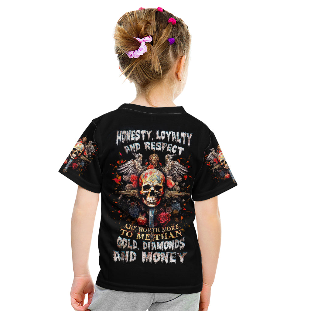 Cross Skull Kid T Shirt Honesty Loyalty And Respect Worth More Than Gold, Diamond - Wonder Print Shop