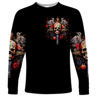 Cross Skull Long Sleeve Shirt Honesty Loyalty And Respect Worth More Than Gold, Diamond - Wonder Print Shop
