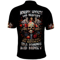 Cross Skull Polo Shirt Honesty Loyalty And Respect Worth More Than Gold, Diamond - Wonder Print Shop