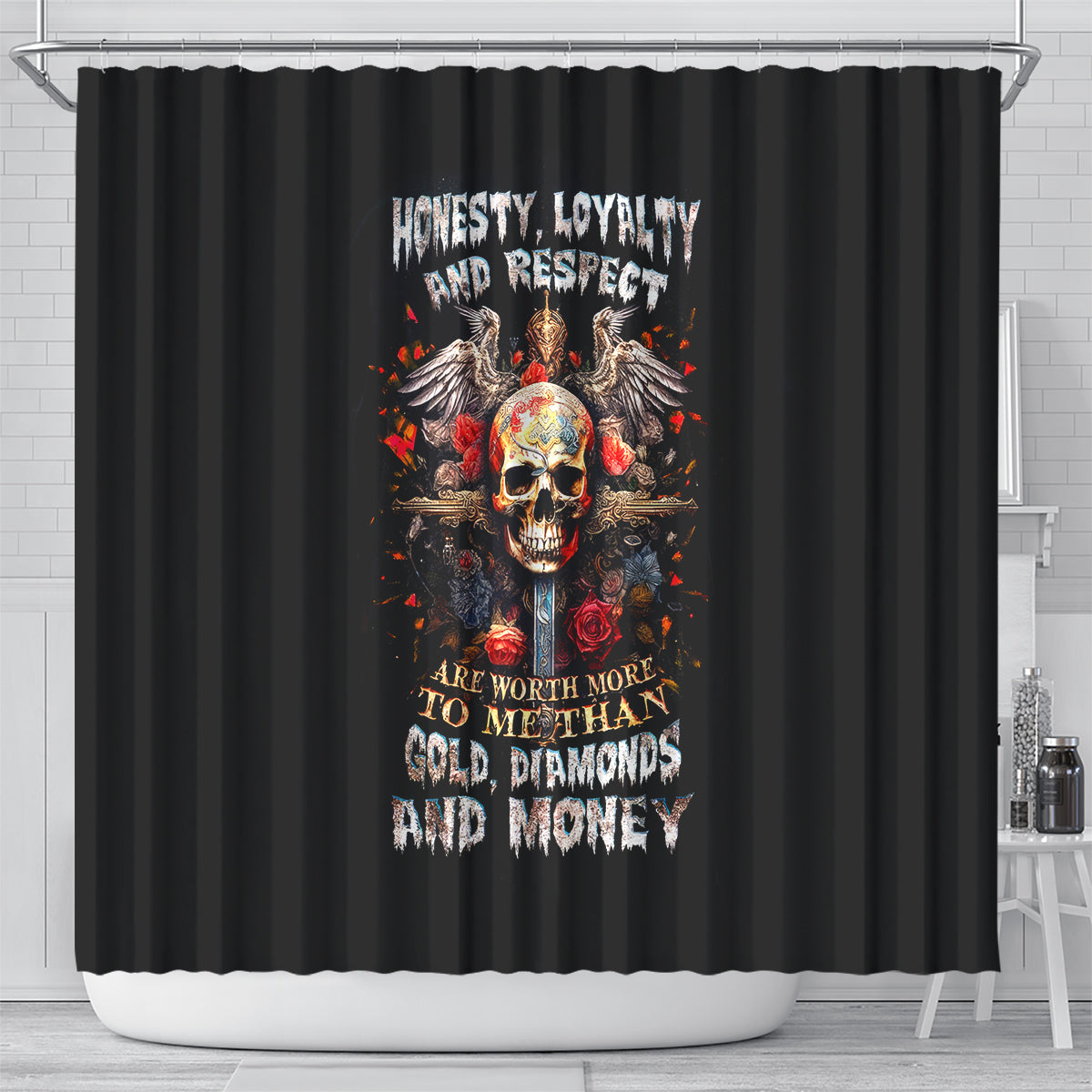 cross-skull-shower-curtain-honesty-loyalty-and-respect-worth-more-than-gold-diamond