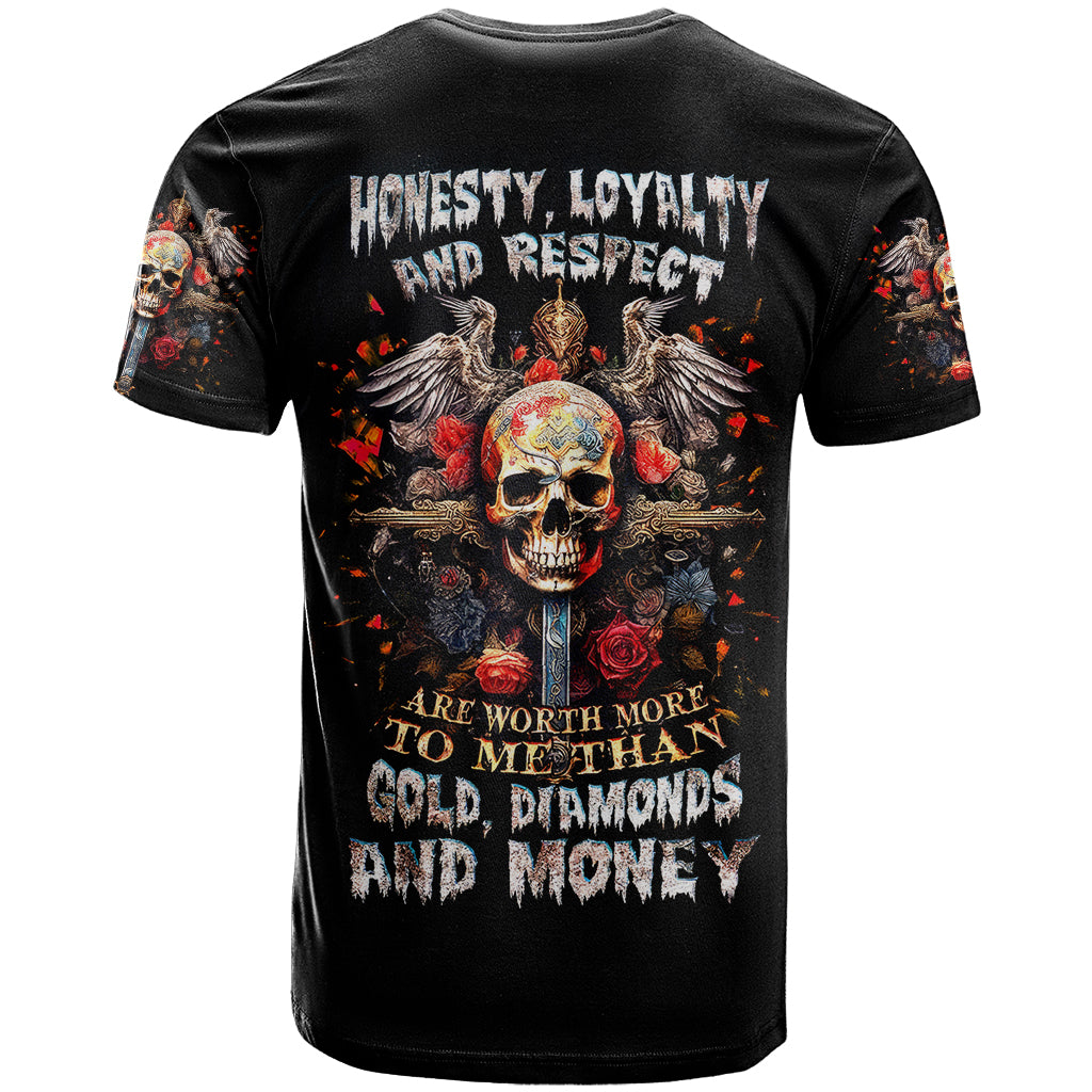 Cross Skull T Shirt Honesty Loyalty And Respect Worth More Than Gold, Diamond - Wonder Print Shop