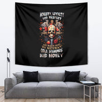 Cross Skull Tapestry Honesty Loyalty And Respect Worth More Than Gold, Diamond - Wonder Print Shop