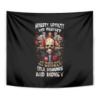 Cross Skull Tapestry Honesty Loyalty And Respect Worth More Than Gold, Diamond - Wonder Print Shop
