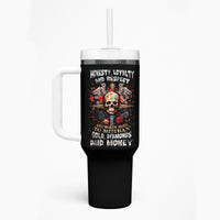 Cross Skull Tumbler With Handle Honesty Loyalty And Respect Worth More Than Gold, Diamond - Wonder Print Shop