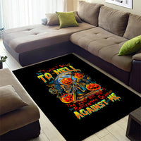 Pumpkin Skull Area Rug I Wan't Go To Hell The Devil Still Restraining Against Me - Wonder Print Shop