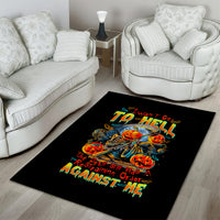 Pumpkin Skull Area Rug I Wan't Go To Hell The Devil Still Restraining Against Me - Wonder Print Shop