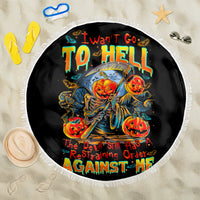 Pumpkin Skull Beach Blanket I Wan't Go To Hell The Devil Still Restraining Against Me - Wonder Print Shop