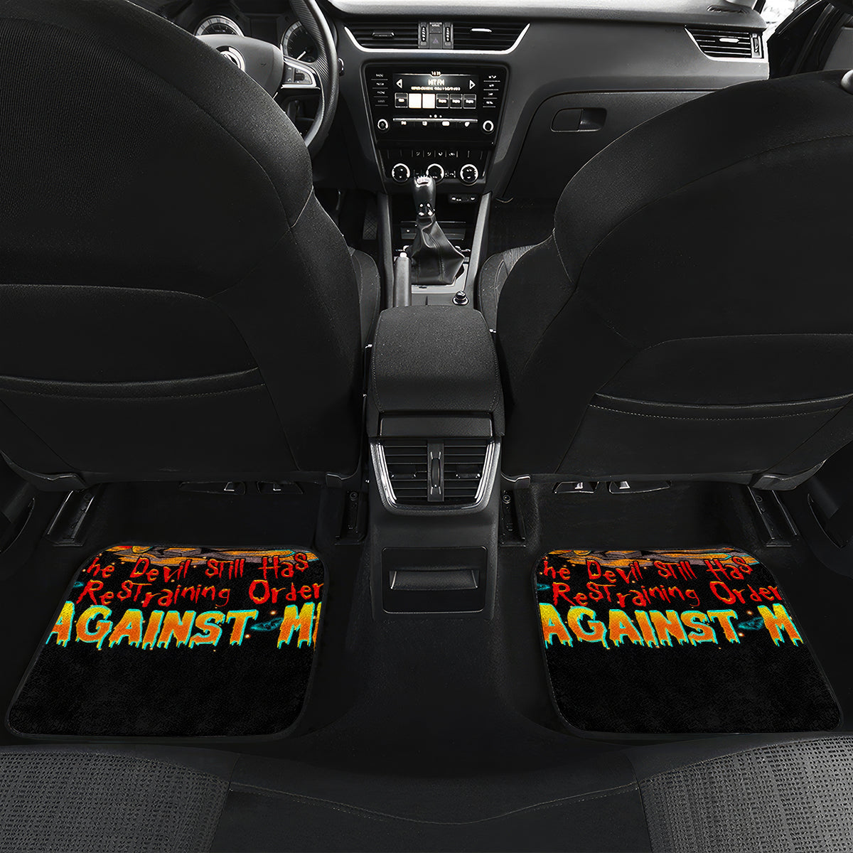 Pumpkin Skull Car Mats I Wan't Go To Hell The Devil Still Restraining Against Me - Wonder Print Shop