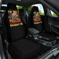 Pumpkin Skull Car Seat Cover I Wan't Go To Hell The Devil Still Restraining Against Me - Wonder Print Shop