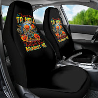 Pumpkin Skull Car Seat Cover I Wan't Go To Hell The Devil Still Restraining Against Me - Wonder Print Shop