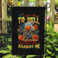 Pumpkin Skull Garden Flag I Wan't Go To Hell The Devil Still Restraining Against Me - Wonder Print Shop