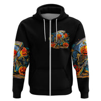 Pumpkin Skull Hoodie I Wan't Go To Hell The Devil Still Restraining Against Me - Wonder Print Shop