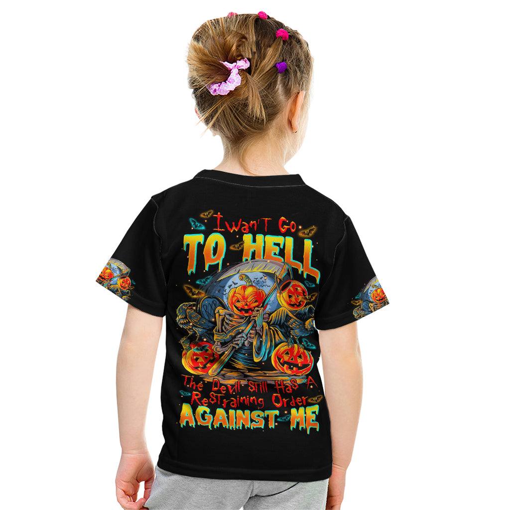 Pumpkin Skull Kid T Shirt I Wan't Go To Hell The Devil Still Restraining Against Me - Wonder Print Shop