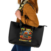 Pumpkin Skull Leather Tote Bag I Wan't Go To Hell The Devil Still Restraining Against Me - Wonder Print Shop