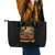 Pumpkin Skull Leather Tote Bag I Wan't Go To Hell The Devil Still Restraining Against Me - Wonder Print Shop