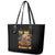 Pumpkin Skull Leather Tote Bag I Wan't Go To Hell The Devil Still Restraining Against Me - Wonder Print Shop