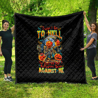 Pumpkin Skull Quilt I Wan't Go To Hell The Devil Still Restraining Against Me - Wonder Print Shop