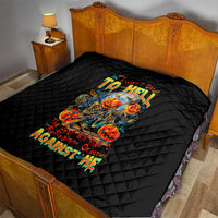 Pumpkin Skull Quilt I Wan't Go To Hell The Devil Still Restraining Against Me - Wonder Print Shop
