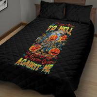 Pumpkin Skull Quilt Bed Set I Wan't Go To Hell The Devil Still Restraining Against Me - Wonder Print Shop