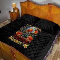 Pumpkin Skull Quilt Bed Set I Wan't Go To Hell The Devil Still Restraining Against Me - Wonder Print Shop