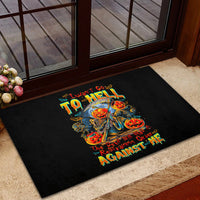 Pumpkin Skull Rubber Doormat I Wan't Go To Hell The Devil Still Restraining Against Me - Wonder Print Shop