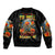 Pumpkin Skull Sleeve Zip Bomber Jacket I Wan't Go To Hell The Devil Still Restraining Against Me - Wonder Print Shop