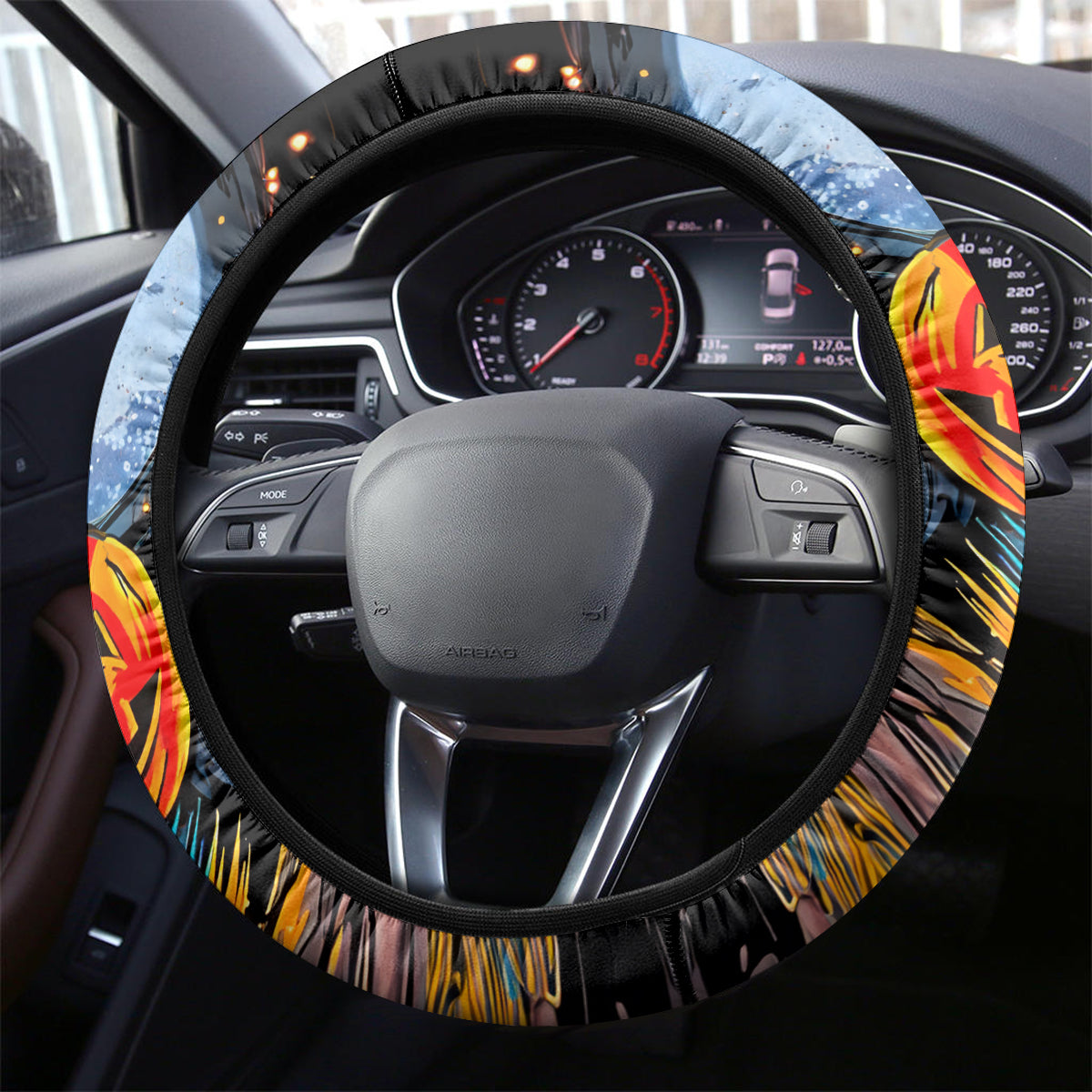 Pumpkin Skull Steering Wheel Cover I Wan't Go To Hell The Devil Still Restraining Against Me - Wonder Print Shop
