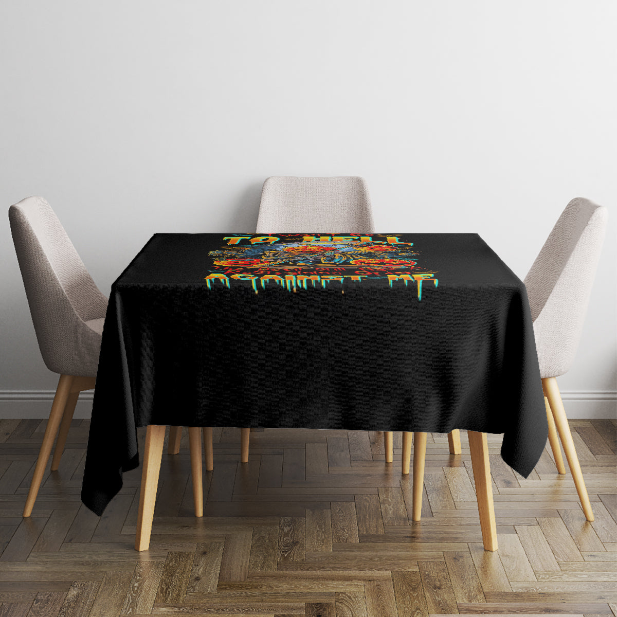 Pumpkin Skull Tablecloth I Wan't Go To Hell The Devil Still Restraining Against Me - Wonder Print Shop