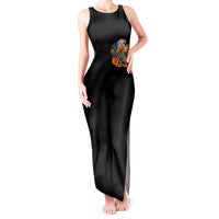 Pumpkin Skull Tank Maxi Dress I Wan't Go To Hell The Devil Still Restraining Against Me - Wonder Print Shop
