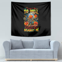 Pumpkin Skull Tapestry I Wan't Go To Hell The Devil Still Restraining Against Me - Wonder Print Shop