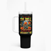 Pumpkin Skull Tumbler With Handle I Wan't Go To Hell The Devil Still Restraining Against Me - Wonder Print Shop