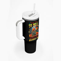 Pumpkin Skull Tumbler With Handle I Wan't Go To Hell The Devil Still Restraining Against Me - Wonder Print Shop