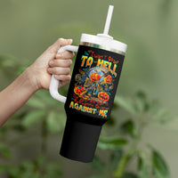 Pumpkin Skull Tumbler With Handle I Wan't Go To Hell The Devil Still Restraining Against Me - Wonder Print Shop