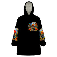 Pumpkin Skull Wearable Blanket Hoodie I Wan't Go To Hell The Devil Still Restraining Against Me - Wonder Print Shop