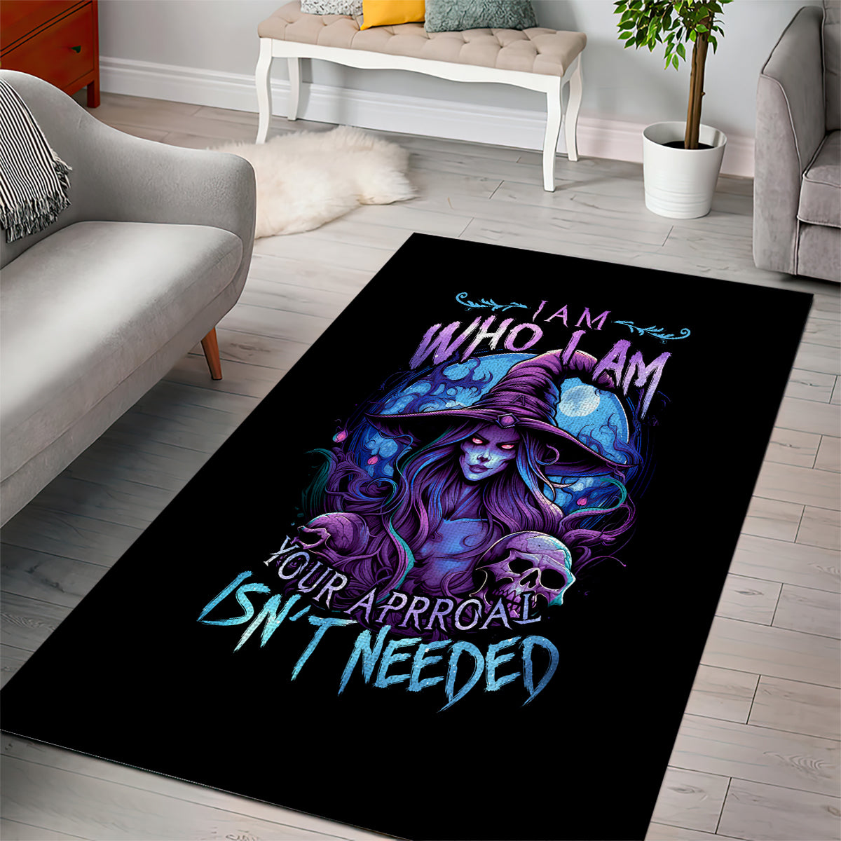 Witch Skull Area Rug Iam Who Iam Your Approval Isn't Need - Wonder Print Shop